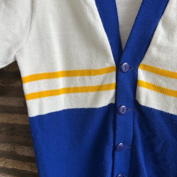 Vintage 70s Spirit Leaders Cheerleader Knit Varsity Cardigan Sweater - Picture 3 of 7